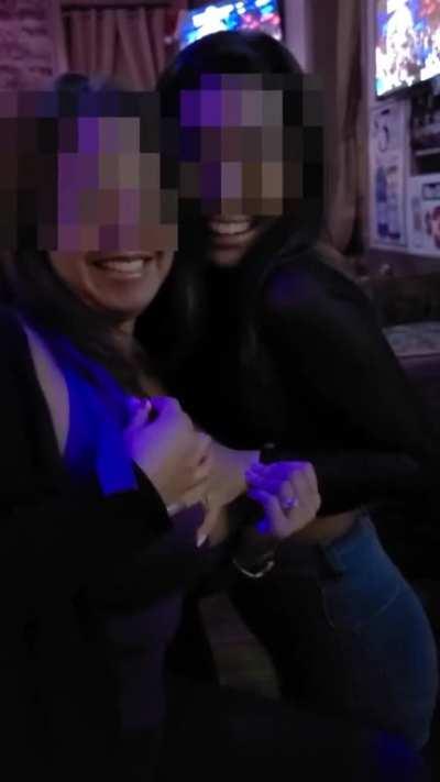 My new brown bar friend getting a feel and kiss