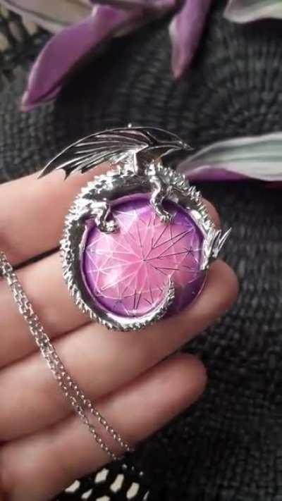 [OC] [Art] How do you like this silver dragon pendant I made for a fan?