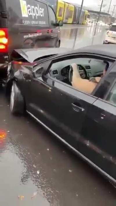 This woman commits at least 3 examples of idiocy in an impressively short time