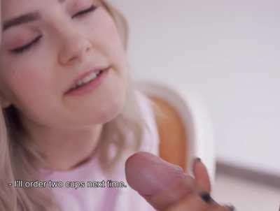 Eva Elfie makes him cum in her mouth
