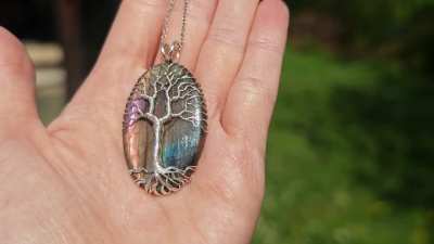 A pendant I made with a beautiful labradorite gemstone :).