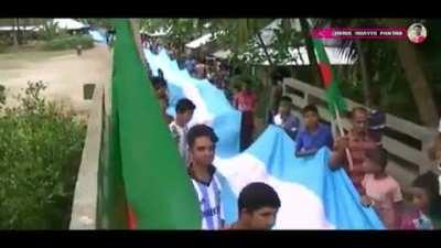 Most people in Bangladesh support Argentina. Love them and made their flag. A few kilometers of flags made a surprise.