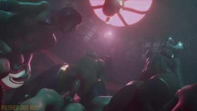 Sombra, Pharah &amp;amp; Symmetra, (polishedjadebell)