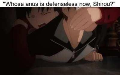 Bone of Rin's sword is too big .Shirou is in agony.