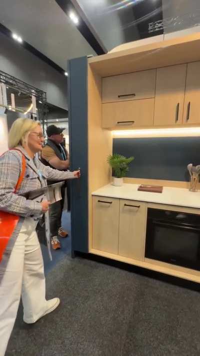 The way this kitchen cabinet door opens and closes