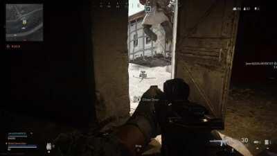 Killed an enemy with my load out box, right before he ambushed us.