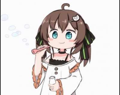 Matsuri blowing bubbles [Hololive]
