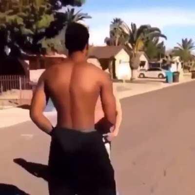 Guy helps his own opponent after knocking him out.