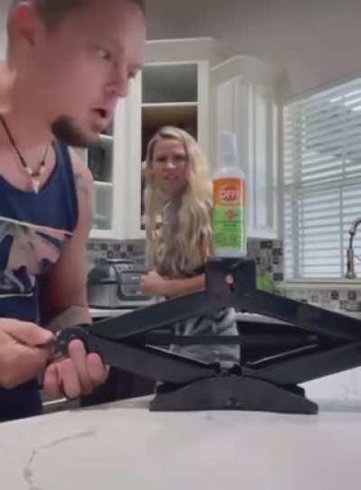 Ahh the look on his wife's face.