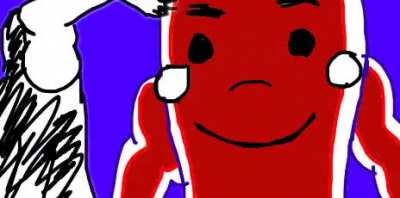 Omori punching Life Jam Guy