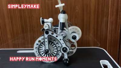 A 3d printed single acting Air engine powered vintage 1800’s Penny Farthing bicycle with 1:100 gear ratio