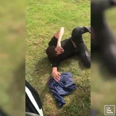 Poor guy was just trying to sleep