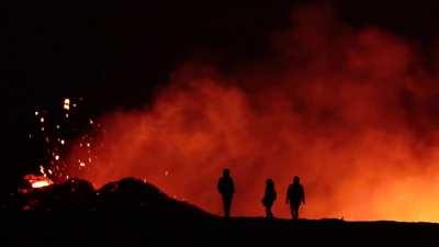 Passing an active volcano