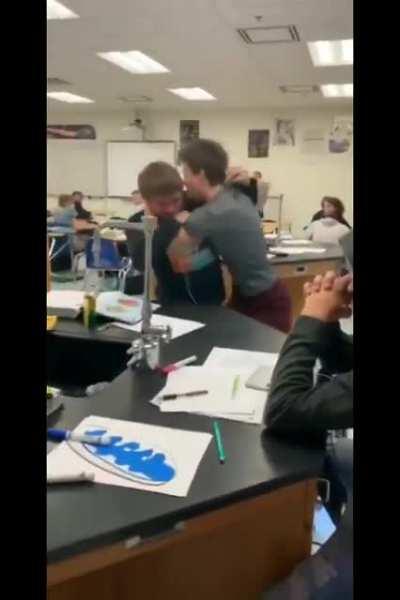 Brother who trains (taller kid) beats up class bully who needed 12 stitches afterwards