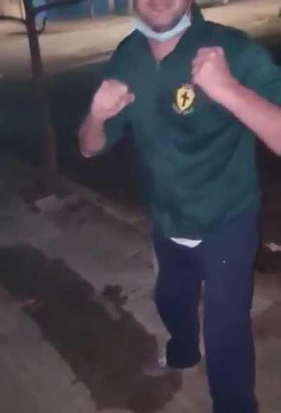 drunk guy unleashes special move