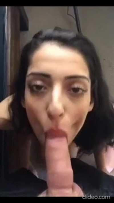 Just another indian student serving her white bull boss to keep her job.