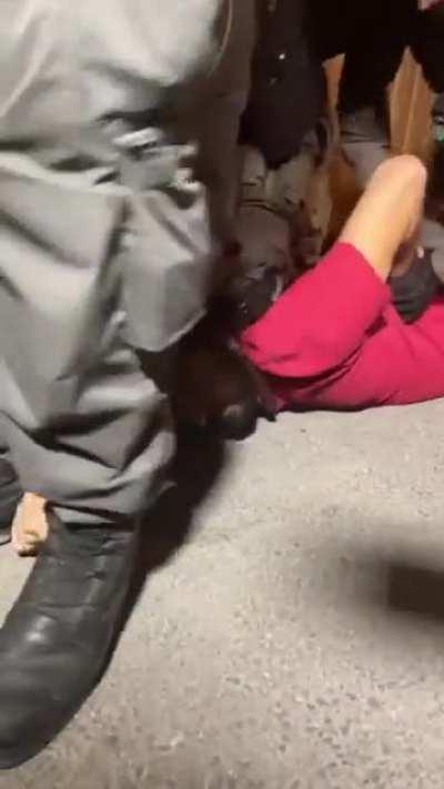 Just now in Sheikh Jarrah Neighborhood, zionist occupation stepping on the neck of a Jerusalemitte's neck, similar to George floyd's murder, just because he's standing in the neighborhood #icantbreathe #floyd