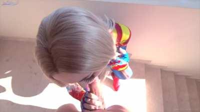 Avergers’ Captain Marvel Cosplayer Fucked From Behind And Takes Huge Cum Load In Her Slutty Mouth