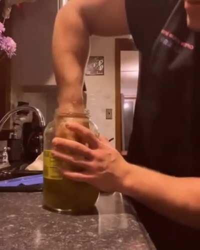 Muscle man pickle jar (warning scary)