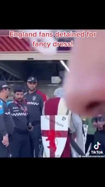 England fans go to the World Cup in the middle east dressed as crusaders