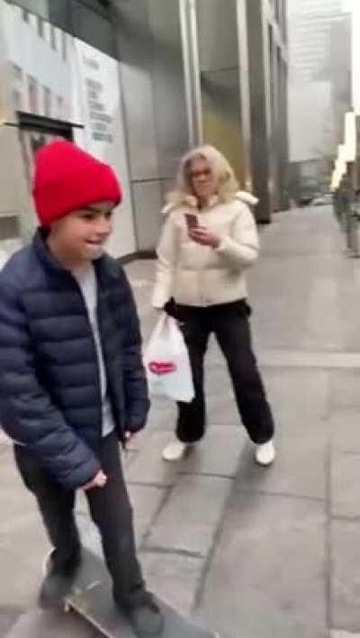 Karen blocks the path of skaters and they OOHOOH