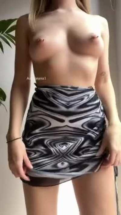 I’ll wear this skirt without panties on our date so I can tease you all night