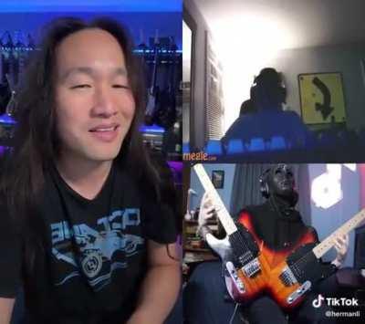 DragonForce gutarist reacts to the double gutarist on omegle