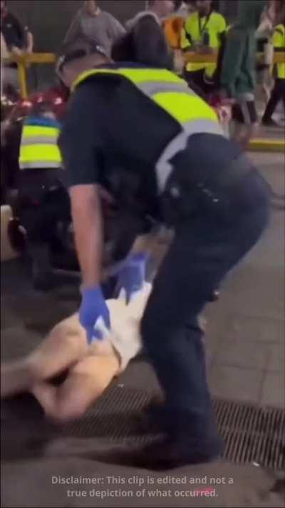 Resisting arrest. I'll let you imagine what happens next. Edited clip, not a real event.