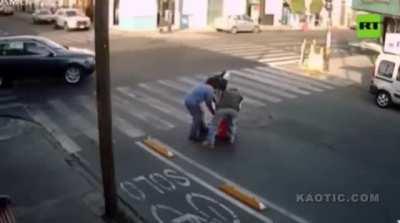 This barrier right next to a crosswalk
