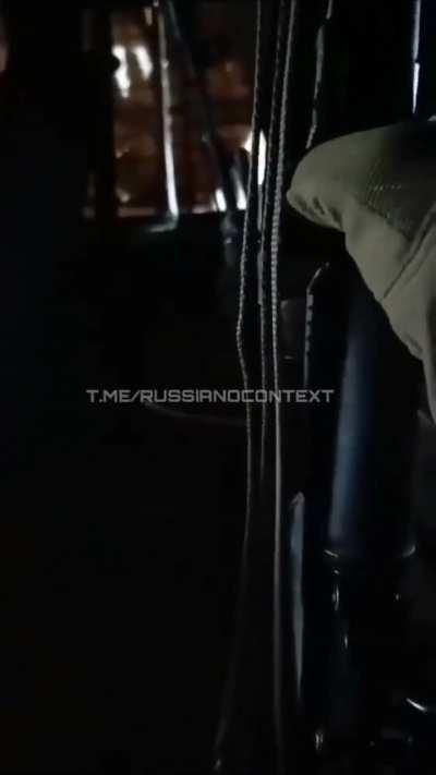 russians getting hit by an FPV drone while inside a Bukhanka