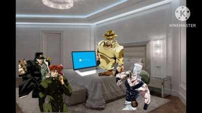 Jotaro Kujo catches Joseph Joestar looking kaa the Snake art 