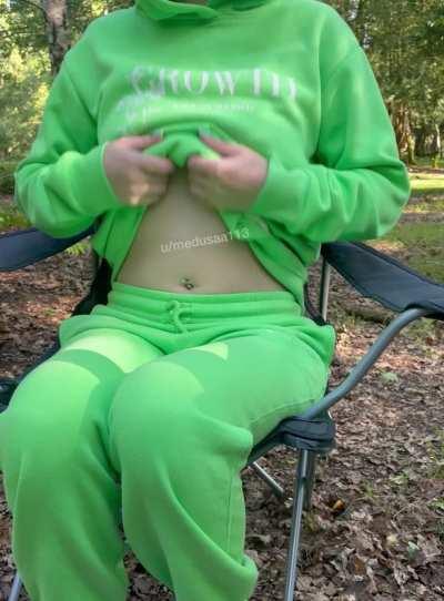 Flashing my boobs at the campsite 