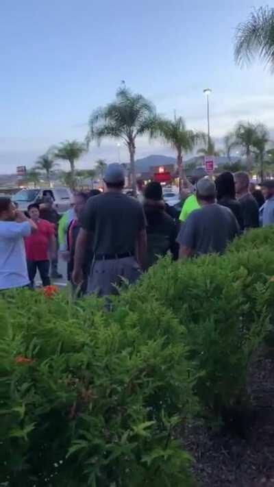 A friend of mine was filming a peaceful protest in Santee when “patriots” threatened and attacked them. Supposedly members of the local Klan.