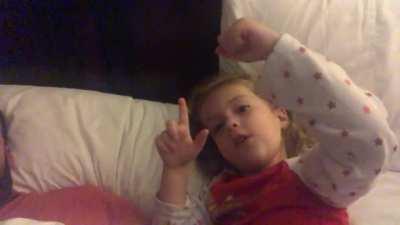 Our daughter woke us up this morning to show us that she figured out how to make a unicorn with her hand.