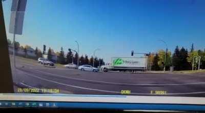 90 yr old runs red light