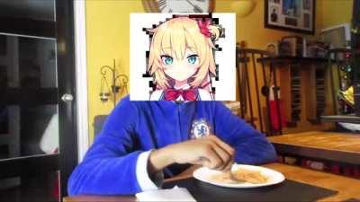 Yagoo eating Haachama's cooking for the first time