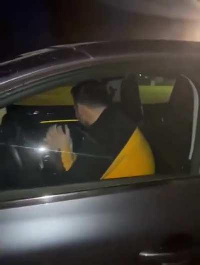 Waking up and saving the car from a terrible accident.