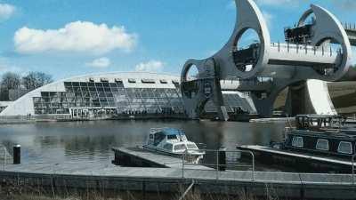 Incredibly engineered Falkirk Wheel boat lift in Scotland - enables substantially faster lift of a boat to a higher water body than locks! It also just looks very cool