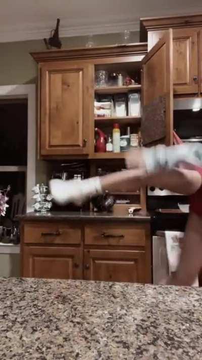 ...to lip sync on the kitchen counter