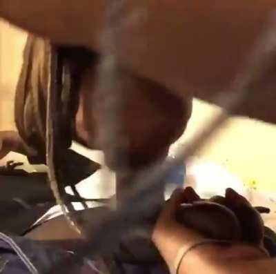 Stuffing her own throat >>>