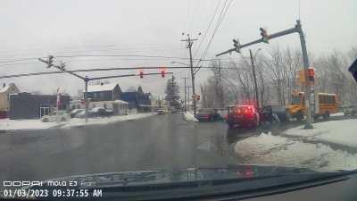 15 year old idiot car thief thought he could outrun the police like on his video games. He got a whole 2/10s of a mile before his crash course on physics and life