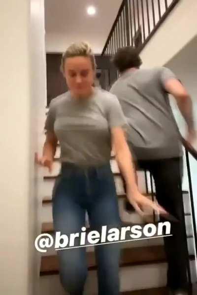 Brie Larson braless jiggle