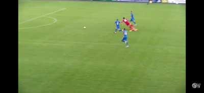 Questionable bit of play. Surely a red?