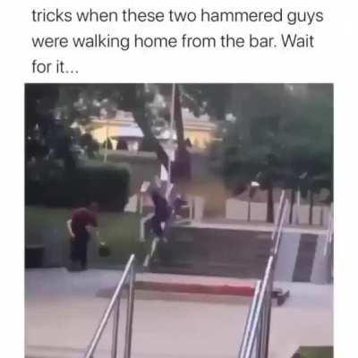 WCGW walking a drunk friend down a stair