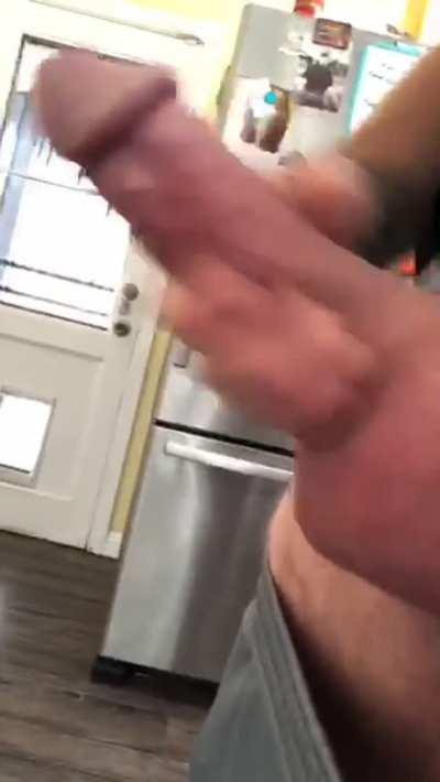 Stroking my forearm sized fat cock soft to hard 😈🍆