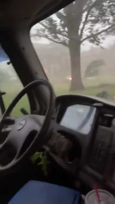 Construction workers trapped in the middle of a tornado