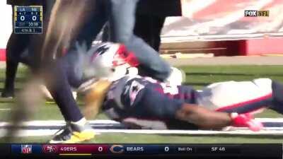 42 days until kick-off: Legarrette Blount bounces it outside on 4th down and uses the safety as a turnstile on a long touchdown run against the Rams (Week 13, 2016)