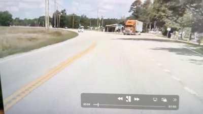 Semi runs stop sign 🛑