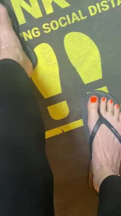 In line at the post office to mail socks