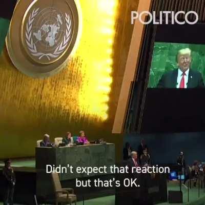 U.N. audience laughs at Donald Trump